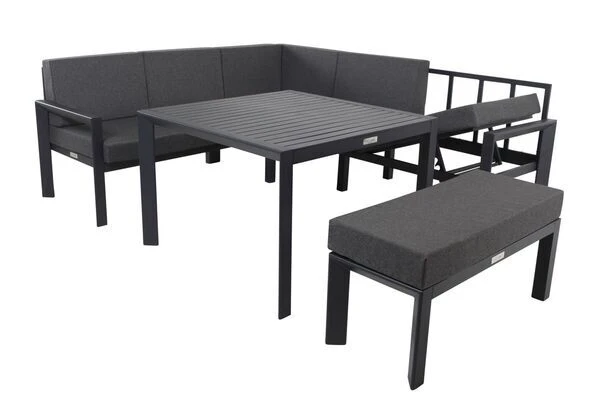VILLANA Dining-Lounge, Schwarz/grau Meliert, Alu/Polyester, Inkl. Kissen – Bild 13