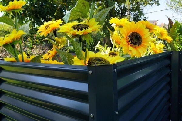 OUTFLEXX Eck-Hochbeet, Anthrazit, Zincalume, 210x210x90x84cm – Bild 10