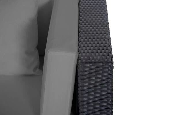 OUTFLEXX Loungemöbel-Set, Schwarz, Polyrattan, 5 Personen, Wasserfeste Kissenbox, Inkl. Kaffeetisch – Bild 10