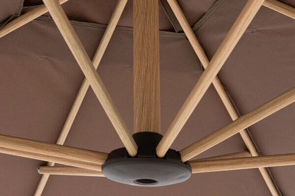 DOPPLER Alu Wood Pendelschirm, Greige, Alu/Polyester, 300x220 Cm, Mit Kurbel, Holzoptik – Bild 9