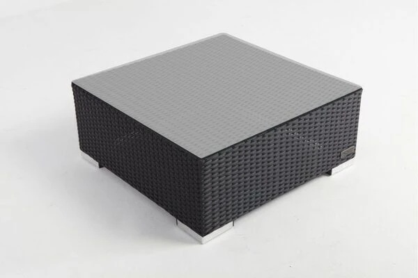 OUTFLEXX Beistelltisch/Hocker, Schwarz, Polyrattan, Inkl. Glasplatte Und Polster – Bild 6