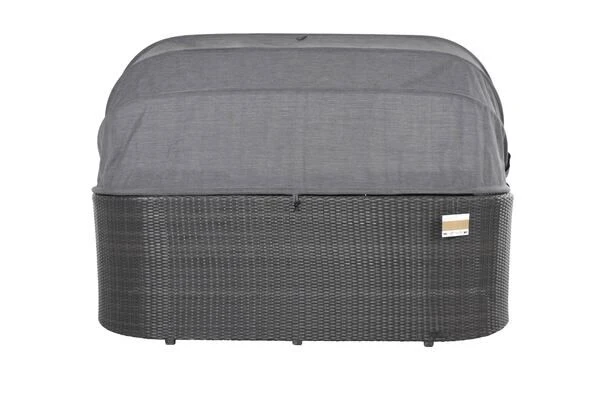 OUTFLEXX Houston Loungebett, Grau, Polyrattan, Doppel-halbrund, Viele Stellmöglichkeiten, Dach Klappbar – Bild 11
