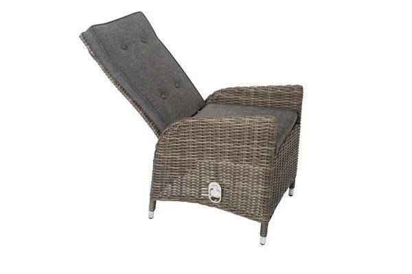 OUTFLEXX Esstischgarnitur, Edelstahl/recyceltes FSC-Teak, Tisch 220x100 Cm, 8 Hochlehner- Diningsessel, A-Gestell – Bild 12