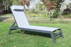 VILLANA Gartenliege, Anthrazit/grau, Aluminium/Textil, 198 X 60 X 32 Cm, Verstellbar