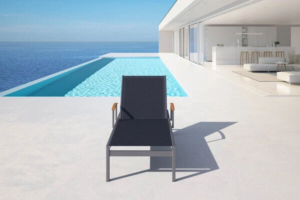 OUTFLEXX Rollliege, Schwarz, Edelstahl/Textilene, Mit Gasfeder, 195,5x74x35cm – Bild 2