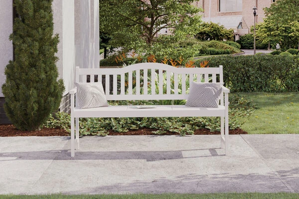 VILLANA Gartenbank, Weiß, Akazienholz, 152 X 59 X 86 Cm, 2-3 Personen, Klapptisch-Funktion – Bild 2