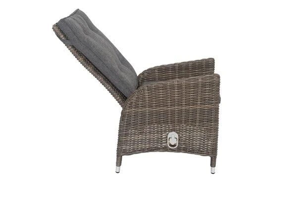 OUTFLEXX Esstischgarnitur, Edelstahl/recyceltes FSC-Teak, Tisch 220x100 Cm, 8 Hochlehner- Diningsessel, A-Gestell – Bild 13