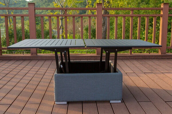 OUTFLEXX Loungetisch, Flanelle, Alu/Sunbrella, 78/157 X 78 X 37/64 Cm, Höhenverstellbar – Bild 13