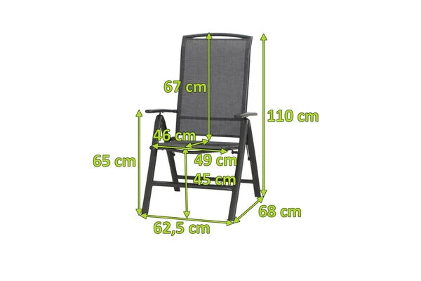 SIENA GARDEN Livorno Multipositionssessel, Anthrazit/silber-schwarz, Alu/Ranotex®, 68x63x110cm – Bild 5
