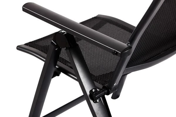 OUTFLEXX Premium Esstischgarnitur, OUTFLEXX® Anthrazit Matt, Alu/Textilene, Tisch 180/240x100cm, 4 Stapel-, 2 Multipositionssessel – Bild 14