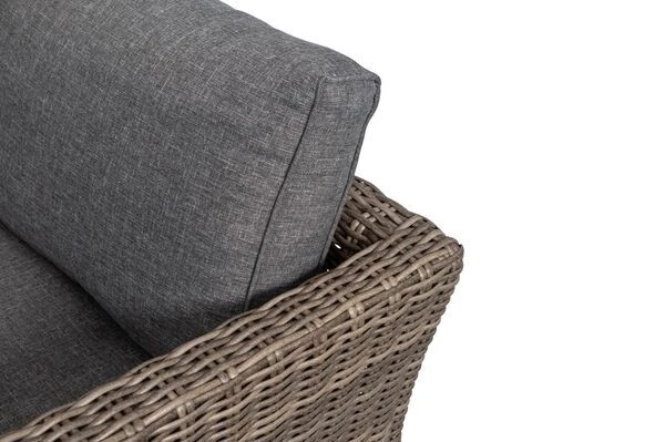 OUTFLEXX Loungegarnitur, Polyrattan/Teakholz, Tisch 160x90cm, Für 6 Personen, Wasserfeste Kissenbox – Bild 14