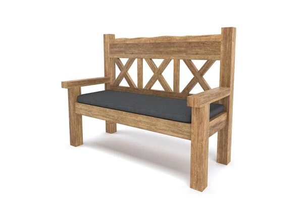 OUTFLEXX Gartenbank, Natur, Recyceltes FSC®-Teakholz, 160x73cm, Mit Rücken- Und Armlehnen, Rustikal Gebürstet