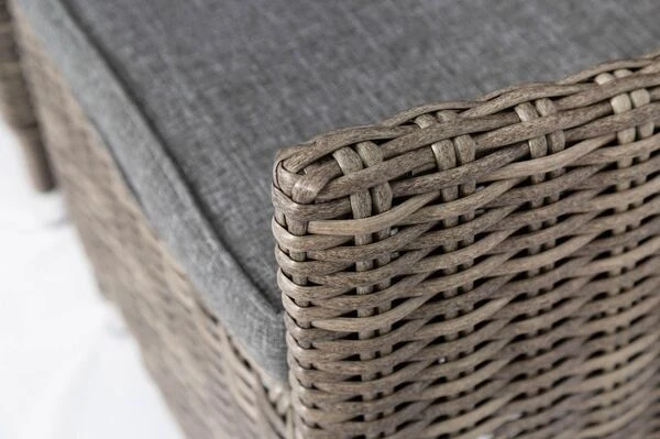 OUTFLEXX Esstischgarnitur, Edelstahl/recyceltes FSC-Teak, Tisch 220x100 Cm, 8 Hochlehner- Diningsessel, A-Gestell – Bild 15