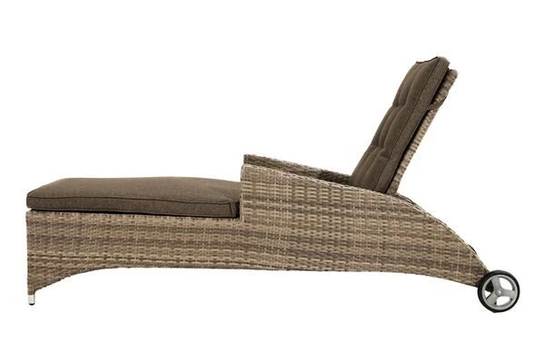 Ploß Rabida Comfort Rollliege, Champagner-meliert, Polyrattan, 198x68x44cm, Verstellbar, Hohe Sitzhöhe – Bild 15