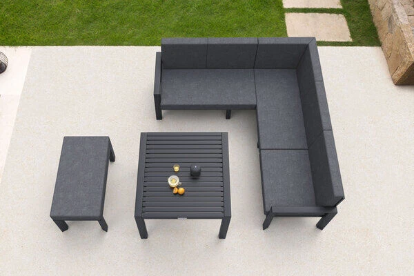 VILLANA Dining-Lounge, Schwarz/grau Meliert, Alu/Polyester, Inkl. Kissen – Bild 3