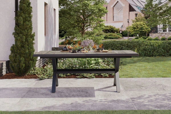 SIENA GARDEN Sincro Ausziehtisch, Anthrazit/natur-grau, Alu/Keramik, 205/265x103 Cm – Bild 2