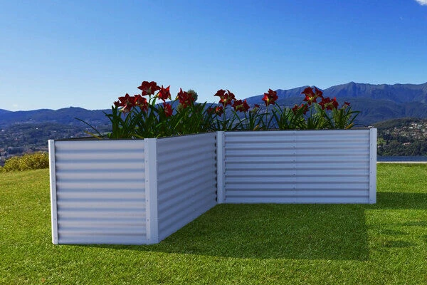 OUTFLEXX Eck-Hochbeet, Silber, Zincalume, 270x270x90x84cm – Bild 2