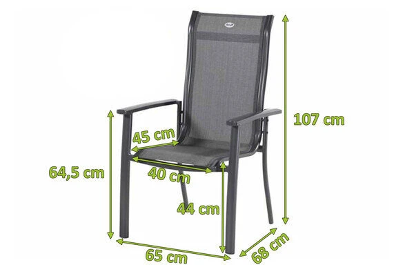 HARTMAN 4er Set Alice Comfort Stapelsessel, Xerix/anthrazit, Alu/Textilene, 68x65x107cm – Bild 5