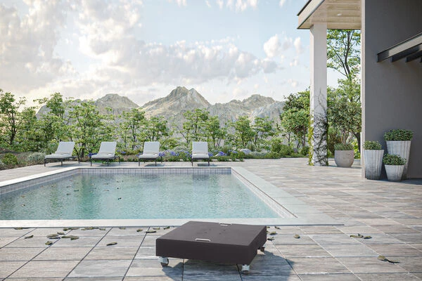 OUTFLEXX Schirmständer, Granit, 70x70x22cm, 150kg, Mit Lenkrollen Und Standfüßen – Bild 2