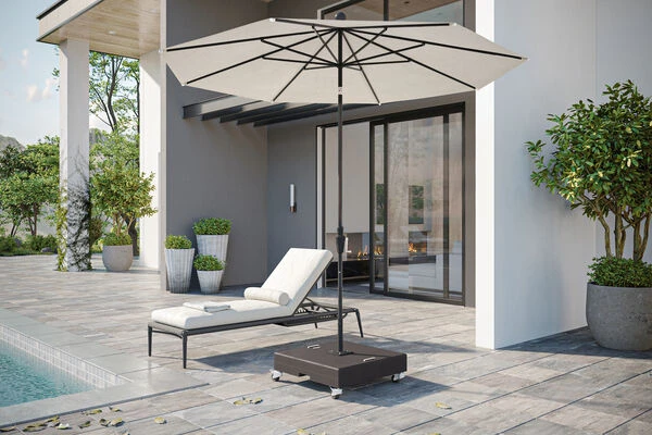 OUTFLEXX Schirmständer, Granit, 70x70x22cm, 150kg, Mit Lenkrollen Und Standfüßen – Bild 3