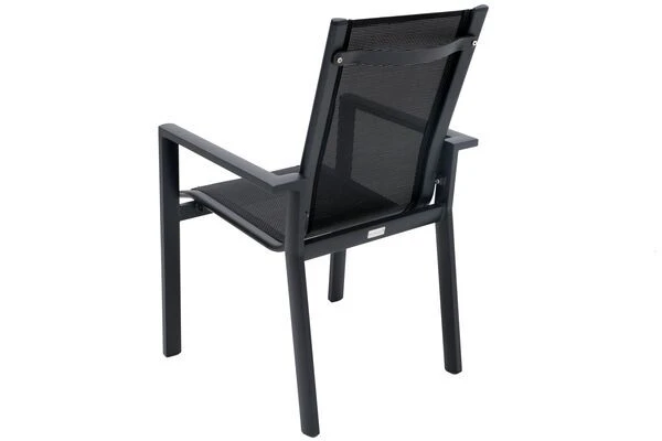 OUTFLEXX Premium Esstischgarnitur, OUTFLEXX® Anthrazit Matt, Alu/Textilene, Tisch 180/240x100cm, 4 Stapel-, 2 Multipositionssessel – Bild 18