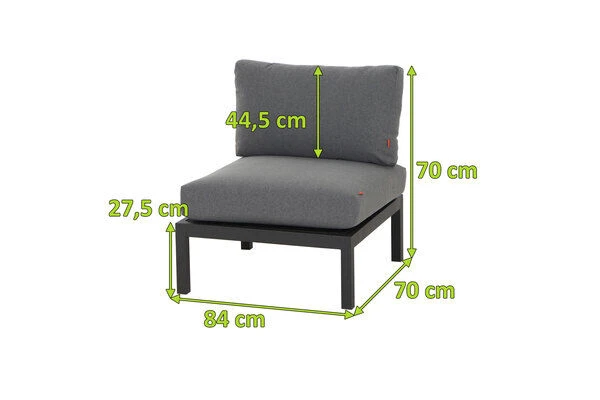 SIENA GARDEN Alvida Mittelmodul, Anthrazit/grau, Aluminium/Ranotex, Inkl. Polster – Bild 5