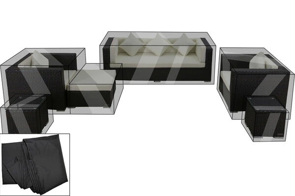 OUTFLEXX Premium Abdeckhauben Set Für Lounge TheBox-A/-D: 1302/ 1303/ 7174/ 16063, Schwarz, Wasserbeständig