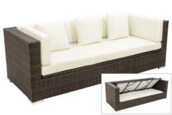 OUTFLEXX 3-Sitzer Sofa, Braun Marmoriert, Polyrattan, 210 X 85 X 70 Cm, Wasserfeste Kissenbox