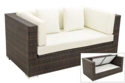 OUTFLEXX 2-Sitzer Sofa, Braun Marmoriert, Polyrattan, 152 X 85 X 70 Cm, Wasserfeste Kissenbox