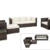 OUTFLEXX Loungemöbel-Set, Braun Marmoriert, Polyrattan, 6 Pers, Wasserfeste Kissenbox
