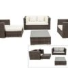 OUTFLEXX Loungemöbel-Set, Polyrattan, Braun Marmoriert, 5 Pers, Wasserfeste Kissenbox, Inkl. Beistelltisch