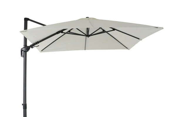 OUTFLEXX Ampelschirm, Creme, Pulverbesch. Aluminium, 300x300 Cm, Inkl. Plattenständer, Twist-Funktion