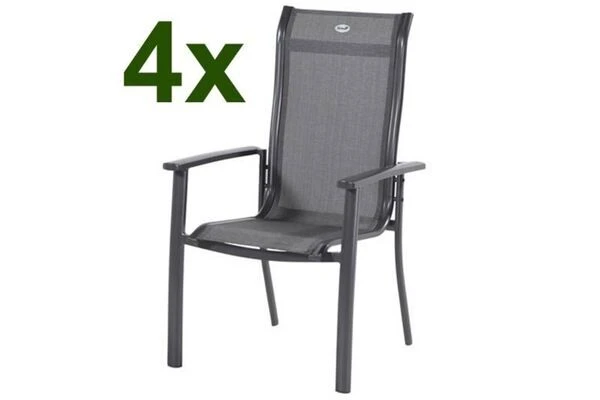 HARTMAN 4er Set Alice Comfort Stapelsessel, Xerix/anthrazit, Alu/Textilene, 68x65x107cm