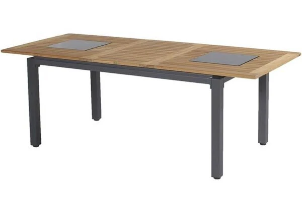 HARTMAN Concept Ausziehtisch, Xerix/natur, Alu/FSC-Teak, 180/240x100cm, Inkl. Granitinlays