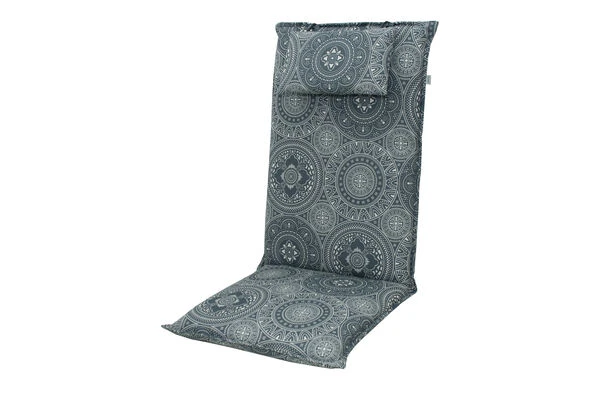 DOPPLER Lyra Stuhlauflage Hochlehner, Grau Gemustert, Polyester, 120 X 48 X 7 Cm, Mit Kopfkissen Und Reißverschluss