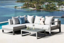 OUTFLEXX Willis Loungemöbel, Grau, Aluminium, 5 Personen, Tisch 110x60x36 Cm, Tischplatte Aus Glas