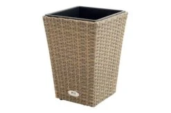 Ploß Rabida Pflanzgefäß, Champagner-meliert, Polyrattan, Konisch, 28x28x40 Cm, Kunststoffeinsatz