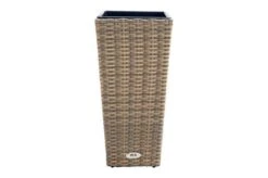 Ploß Rabida Pflanzgefäß, Champagner-meliert, Polyrattan, Konisch, 28x28x60 Cm, Kunststoffeinsatz