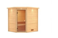 KARIBU Sauna Elea, Fichtenholz 38 Mm, Eckeinstieg, Ca. 2,7m²