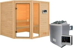 KARIBU Sauna Tabea, Fichtenholz 38 Mm, Eckeinstieg, Ca. 3,2m²