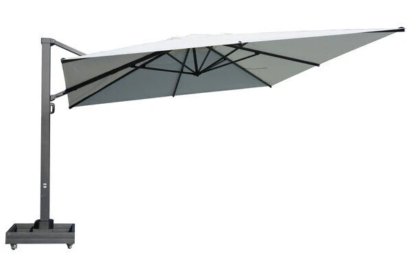 OUTFLEXX Ultimate XL Ampelschirm, Anthrazit/creme, Alu/Spuncrylic®, 450x450cm, Inkl. Befüllbarem Schirmständer