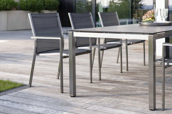 STERN Polaris Stapelsessel, Silber/karbon, Edelstahl/Textil/Aluminiumarmlehnen, 61x54x89 Cm, Stapelbar – Bild 2