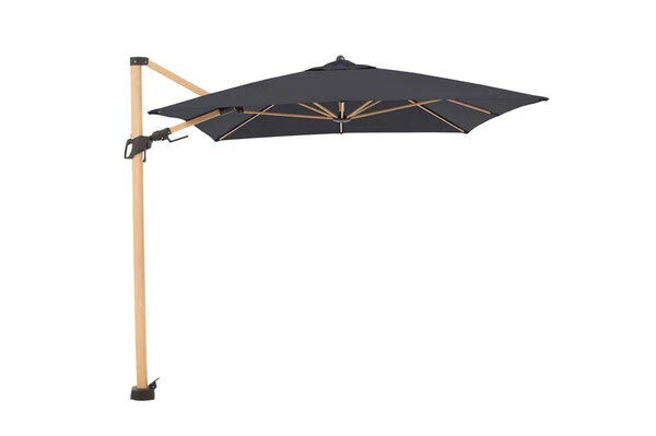 DOPPLER Alu Wood Pendelschirm, Anthrazit, Alu/Polyester, 300x220 Cm, Mit Kurbel, Holzoptik