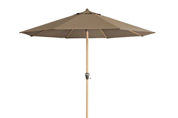 DOPPLER Alu Wood Mittelstockschirm, Greige, Alu/Polyester, 350cm, Mit Kurbel, Holzoptik