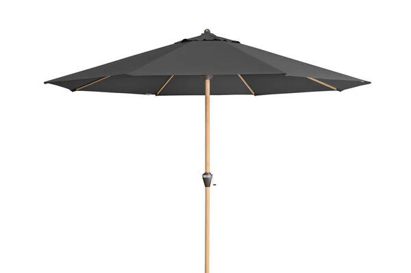 DOPPLER Alu Wood Mittelstockschirm, Anthrazit, Alu/Polyester, 350cm, Mit Kurbel, Holzoptik