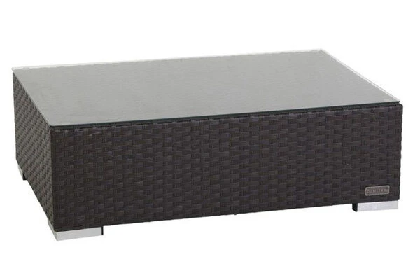 OUTFLEXX Kaffeetisch, Braun, Polyrattan, 95x65cm, Inkl. Glasplatte