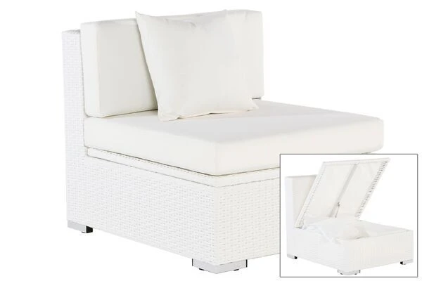 OUTFLEXX Mittelelement, Weiß, Polyrattan, Inkl. Polster, Wasserfeste Kissenbox