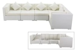OUTFLEXX Loungemöbel Polyrattan, Weiß, Für 5 Personen, Wasserfeste Kissenbox
