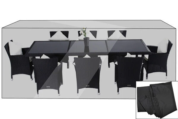 OUTFLEXX Premium Abdeckhaube Für Esstischgarnitur, Schwarz, 282x124x83 Cm, Wasserbeständig