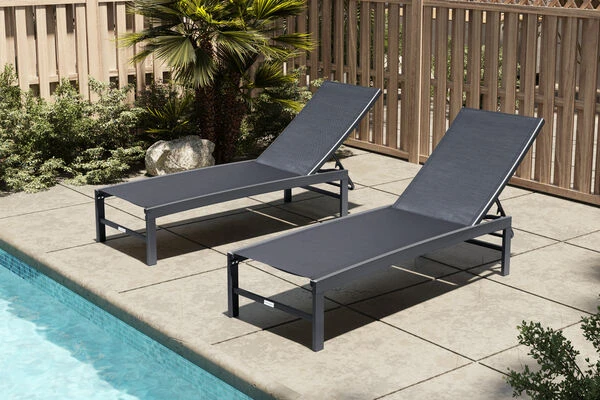 OUTFLEXX Liege, Anthrazit Matt/schwarz, Alu/Textilene, 190x62x34cm, Rückenlehne Verstellbar – Bild 12